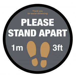 Please Stand 1 metre / 3ft Apart social distancing floor graphic