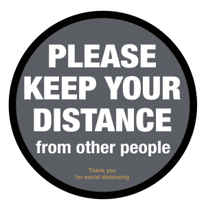 Please keep your distance from other people floor graphic