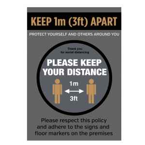 Keep 1 metre (3ft) apart when entering social distance notice