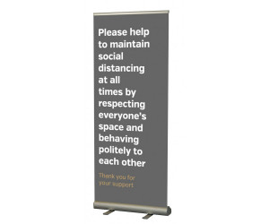 Please help maintain a safe social distance roller banner 