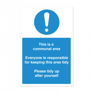 Staff Communal Area - Keep Clean & Tidy Notice