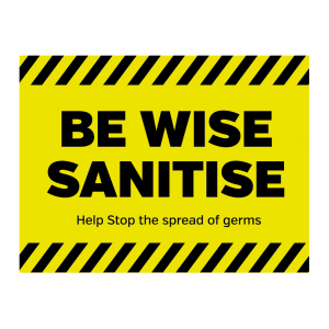 Be Wise Santise floor vinyl sign. 400x300mm 