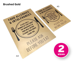 Prestigious Food Allergies & Intolerances Please Ask Before You Eat Notice - Portrait - Gold or Silver