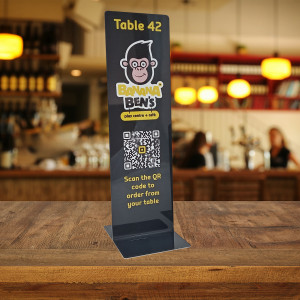 Premium Branded Table Number with QR Code Full Colour - Tall