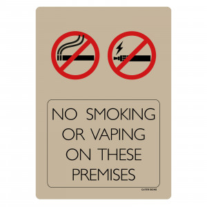 No Smoking or Vaping on these Premises Bar sign