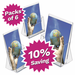 Pack of 6 - Acrylic Freestanding Leaflet / Brochure Dispensers - Saving of 10%