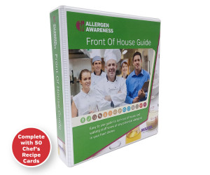 Chef Dishes - Staff & Server Allergy Card Guide - A5 Ring Binder with 50 Chef Recipe Cards (Double sided to allow fill in 100 dishes) 