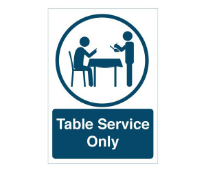 Table Service Only social distancing notice