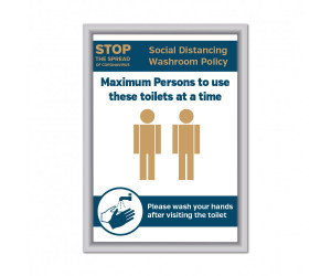 Maximum of 2 persons to use these toilets at a time Social Distancing Wall mounted Toilet Sign