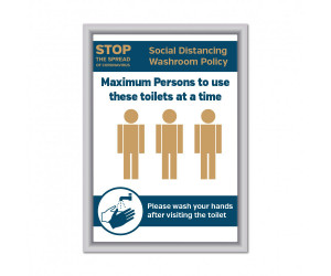 Maximum of 3 persons to use these toilets at a time Social Distancing Wall mounted Toilet Sign