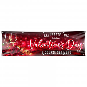 Valentines 3 Course Meal Vinyl Banner