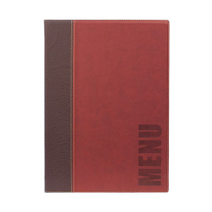 Trendy Wine Red Leather Style A4 Restaurant Menu Holder / Menu Cover