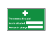 Nearest First Aid Box Person in Charge Sign
