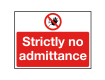 Strictly No Admittance Sign with hand stop symbol