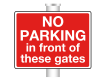 No Parking in Front of These Gates Sign