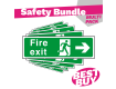 Arrow Right - British Standard Fire Exit Sign - Bundle Pack