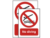 No Diving Safety Sign