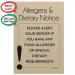 Food Allergy Sign. Alert your server of any Allergens & Dietary requirements sign