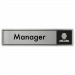 Manager Door Sign - Black on Silver