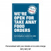 We are Open for Take Away food orders Personalised Anti-Tear Waterproof Poster - Blue