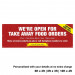 Were Open for Take Away food orders Personalised PVC Banner - Red