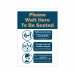 Please wait here to be seated Social Distancing freestanding poster information stand