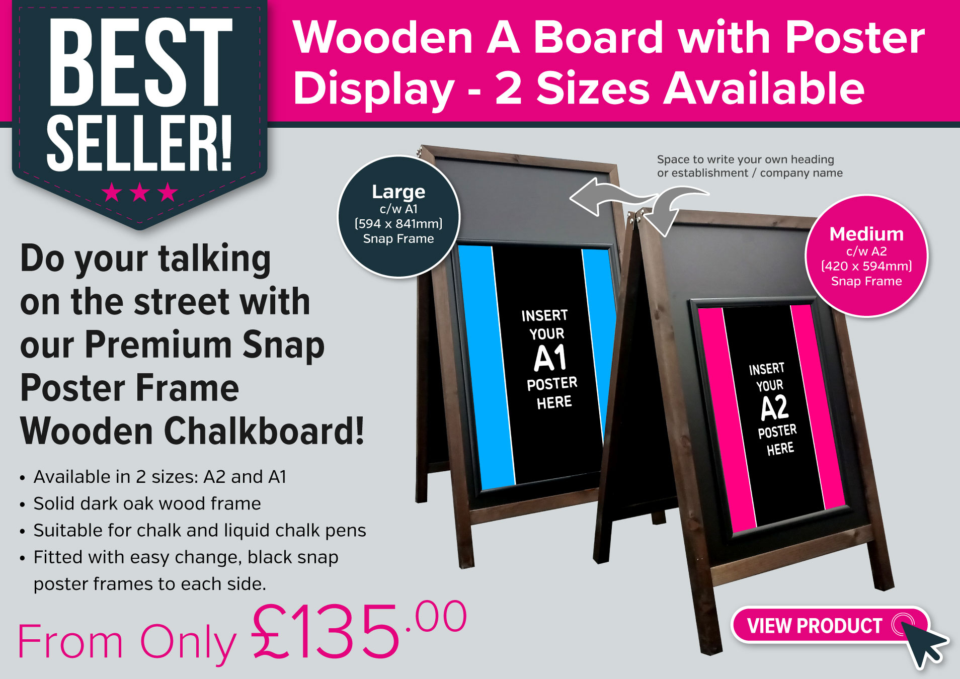 Wooden Poster Snap Frame A-Boards