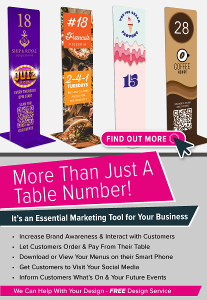 Branded Full Colour Tall Table Number