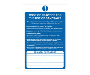 Code of Practice for the use of Bandsaws Notice