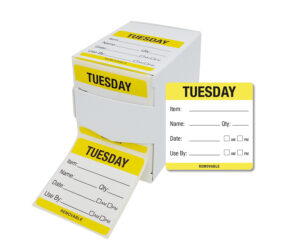 Tuesday 50 x 50mm Day of the Week Food Labels