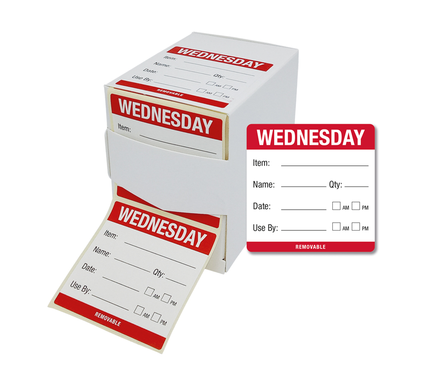 Wednesday 50 x 50mm Day of the Week Food Labels