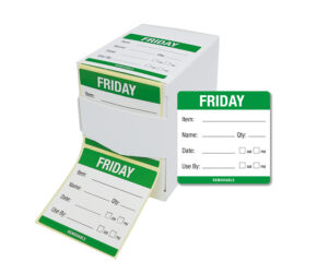 Friday 50 x 50mm Day of the Week Food Labels