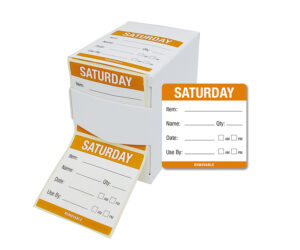 Saturday 50 x 50mm Day of the Week Food Labels