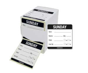Sunday 50 x 50mm Day of the Week Food Labels