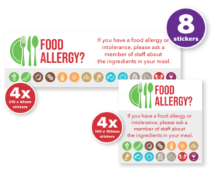 Customer Allergy Awareness - Allergy Symbols contains 8 Stickers