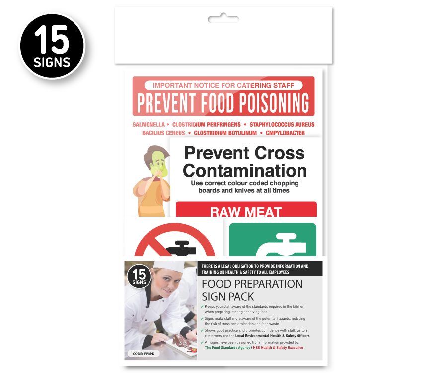 Food Preparation Kitchen Safety Sign Pack