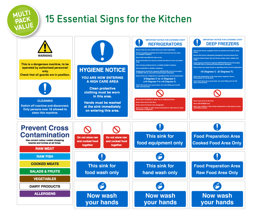 Chefs Choice Essential Catering Safety Sign Pack