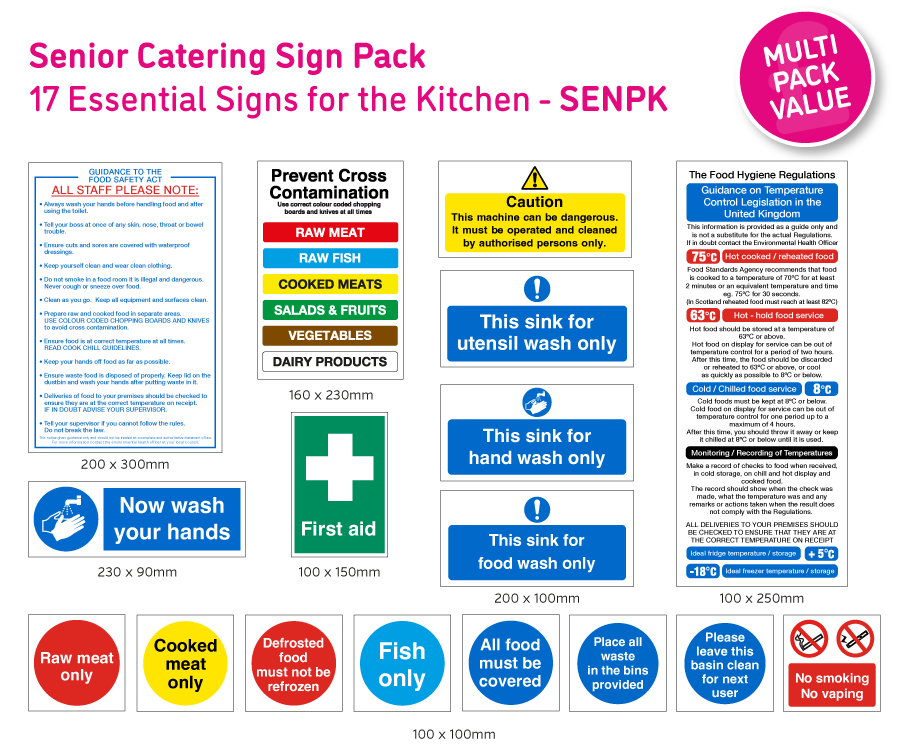 Senior Catering Safety Sign Pack