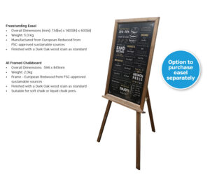 Freestanding Large Easel & A1 Framed Chalkboard