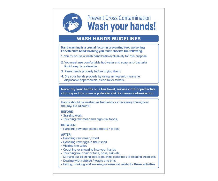Prevent Cross Contamination - Wash your Hands Notice