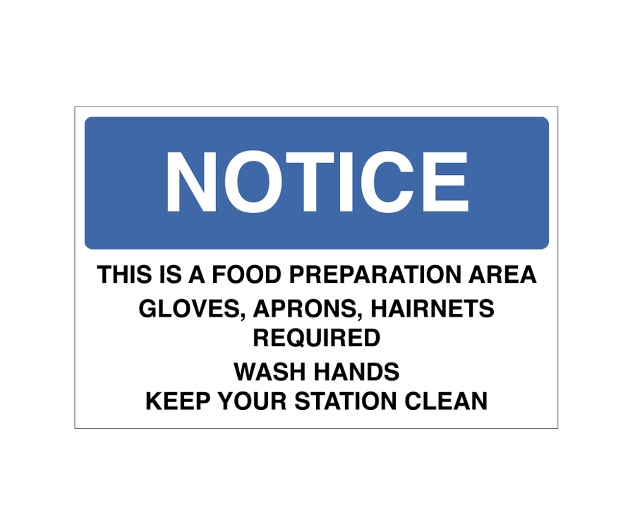 Food Preparation Area - Staff Food Hygiene Notice