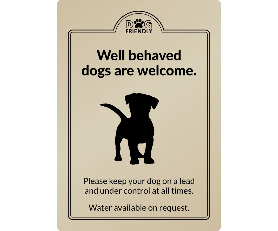 dg0010g dogs welcome dog symbol gold exterior sign