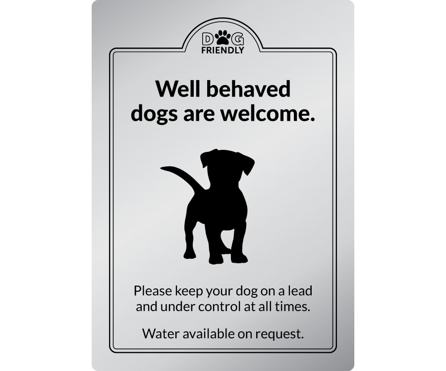 dg0010s dogs welcome dog symbol silver exterior sign