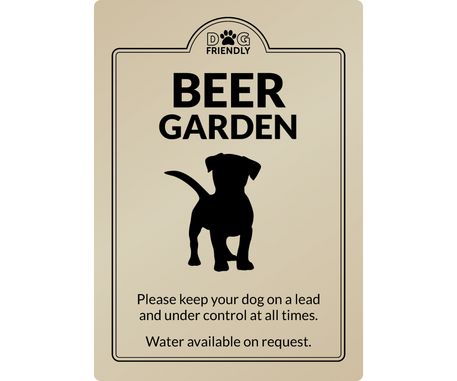 dg0011g dog friendly beer garden gold exterior sign