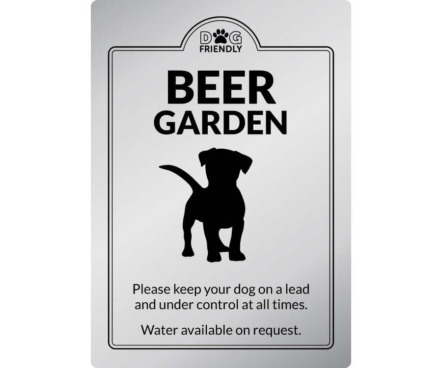 dg0011s dog friendly beer garden sign silver exterior sign