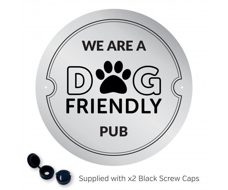 dg001s dog friendly pub silver round sign