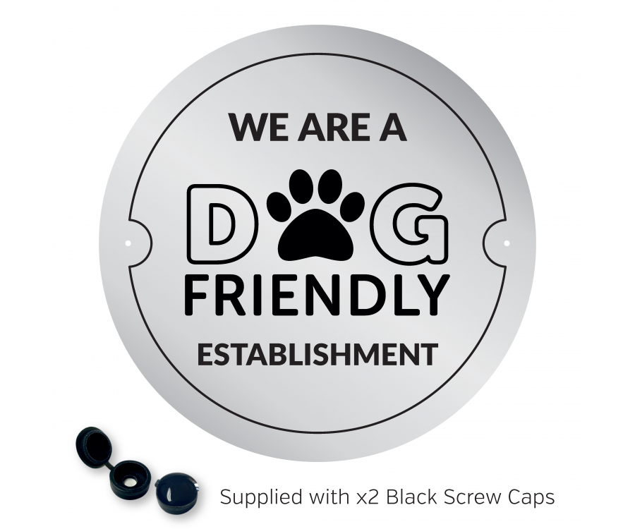 dg004s dog friendly establishment silver round sign