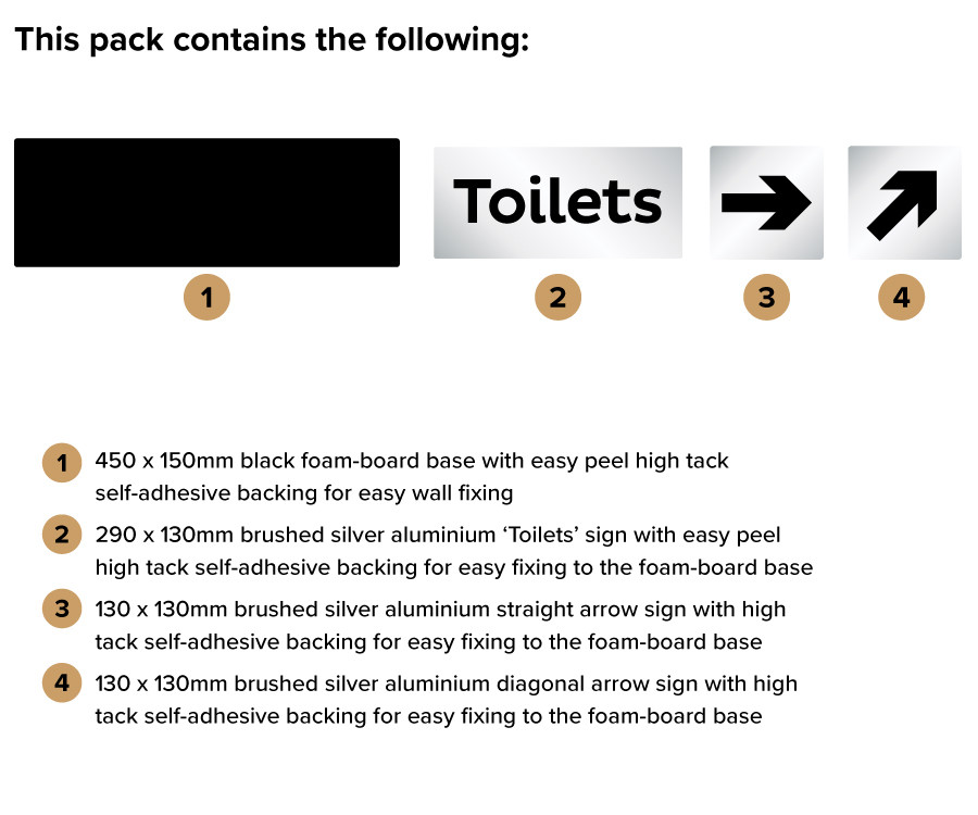 ds130 silver toilet directional plaque