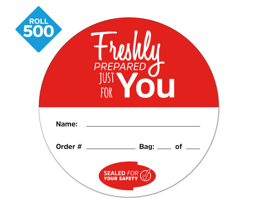 Takeaway Food Safe Delivery Labels - 90mm Diameter