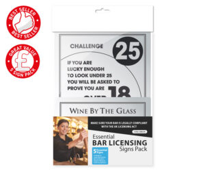 Essential Bar Licensing Signs Pack - Silver - Save 20%